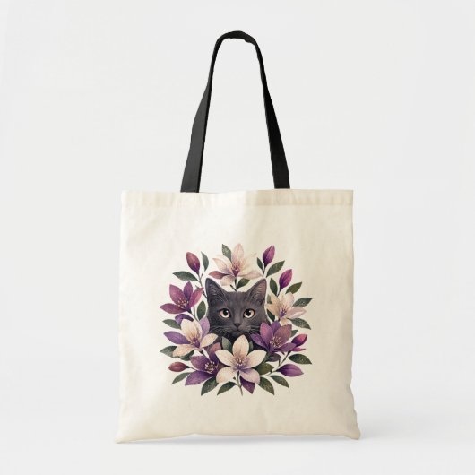 Cat with Flowers トートバッグ (正面)