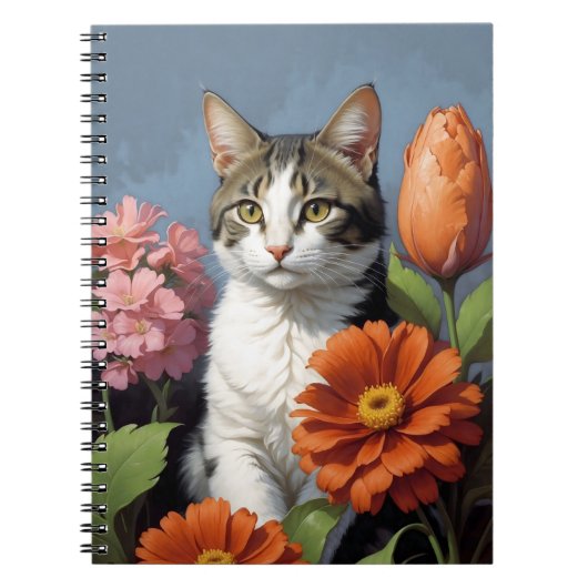 cat with flowers (update) ノートブック (正面)