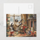 Cat with Flowers  Winter Christmas Collection シーズンポストカード (正面/裏面)