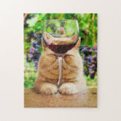 Cat With Glass of Wine ジグソーパズル (縦)