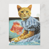 Cat With Goldfish on TV Collage ポストカード (正面)