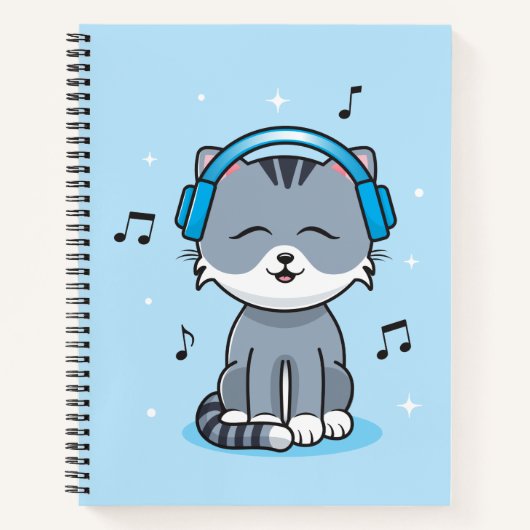 Cat with Headphones Bullet (8.5x11)ノートブック ノートブック (正面)