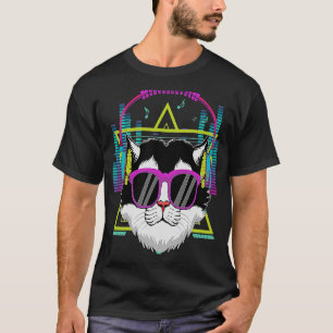 Cat With Headphones Im With The DJ 80s Costume EDM Tシャツ