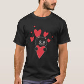 Cat With Heart Relationship Love Romantic Valentin Tシャツ (正面)