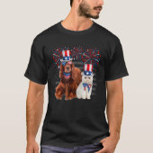 Cat With Irish Setter Sunglasses American Flag 4th Tシャツ (正面)