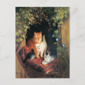 Cat with Kittens, fine art painting, ポストカード (正面)