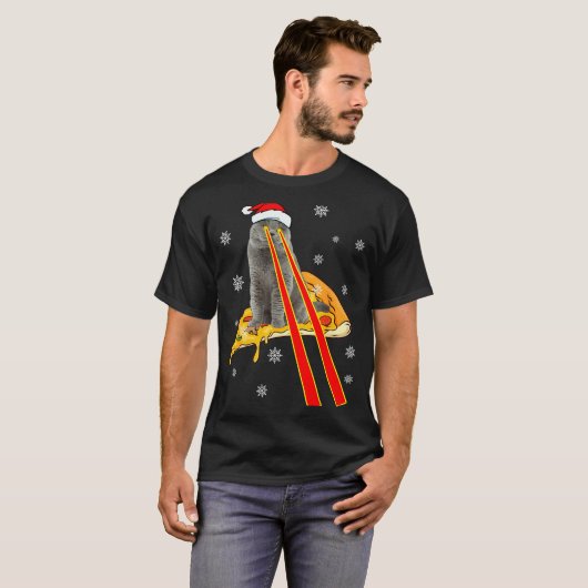 Cat With Laser Eyes Funny Zza Cat Christmas  Tシャツ (正面フル)