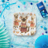 Cat with lots of cupcake for cat party ペーパープレート (パーティー)