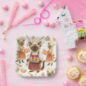 Cat with lots of cupcake for cat party ペーパープレート (パーティー)