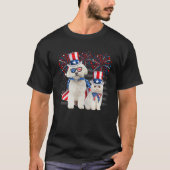 Cat With Maltese Sunglasses American Flag 4th Of J Tシャツ (正面)