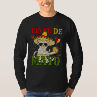 Cat With Mexican Hat And Taco  5 Cinco De Mayo Tシャツ