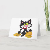 Cat With Money Gold Coins Greeting Cards カード (正面)
