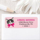 Cat with pink bow return address label ラベル (インサイチュ)