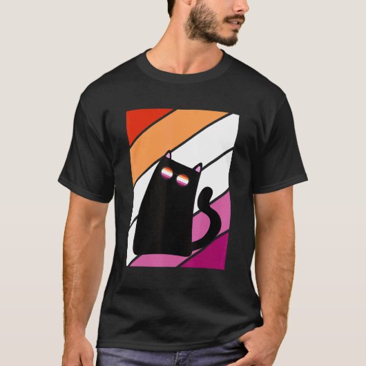 Cat With Pride Lesbian Flag LGBTQ Proud Ally Pride Tシャツ (正面)