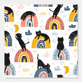 Cat With Rainbow Pattern for Your Kid Room 壁紙 (正面)