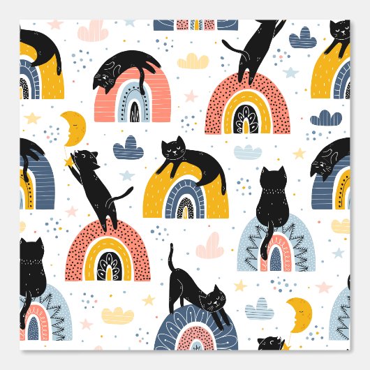 Cat With Rainbow Pattern for Your Kid Room 壁紙 (正面)