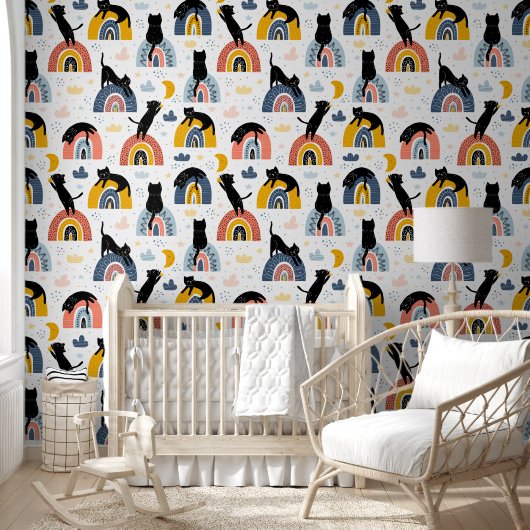 Cat With Rainbow Pattern for Your Kid Room 壁紙 (キッズ)