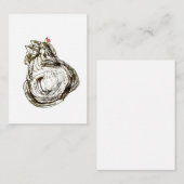 Cat with Red Bird Dry Brush Drawing Art ノートカード (正面/裏面)