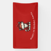 Cat with Red Love Hearts Cute and Fun Birthday 横断幕 (縦)