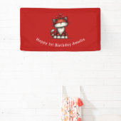 Cat with Red Love Hearts Cute and Fun Birthday 横断幕 (インサイチュ)