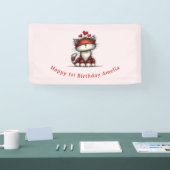 Cat with Red Love Hearts Cute and Fun Birthday 横断幕 (トレードショー)