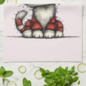 Cat with Red Love Hearts Cute and Funny キッチンタオル (折り畳み)