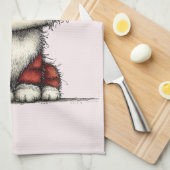 Cat with Red Love Hearts Cute and Funny キッチンタオル (四つ折り)