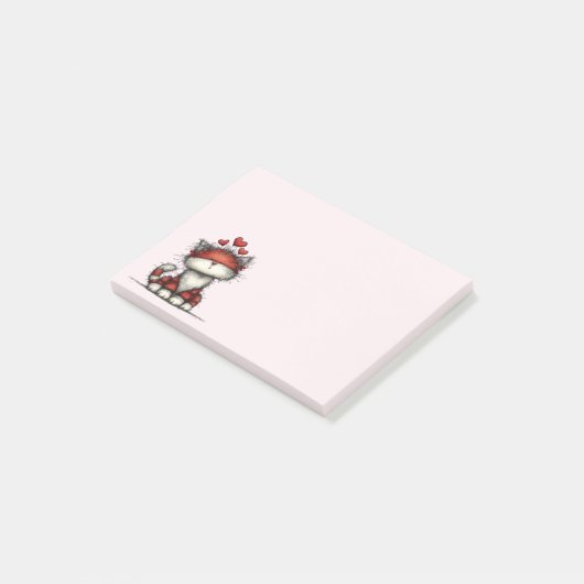 Cat with Red Love Hearts Cute and Funny ポストイット (アングル)