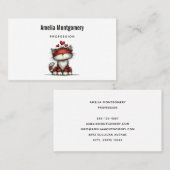 Cat with Red Love Hearts Cute and Funny 名刺 (正面/裏面)