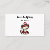 Cat with Red Love Hearts Cute and Funny 名刺 (正面)