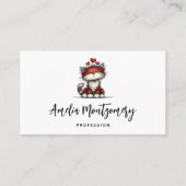 Cat with Red Love Hearts Cute and Funny 名刺 (正面)