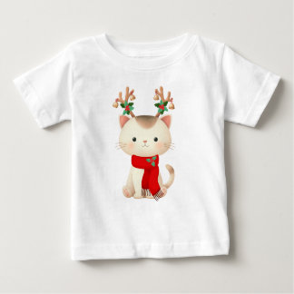 Cat with Reindeer Antlers ベビーTシャツ