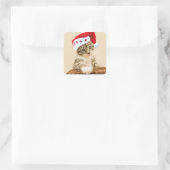 Cat with santa cap スクエアシール (バッグ)