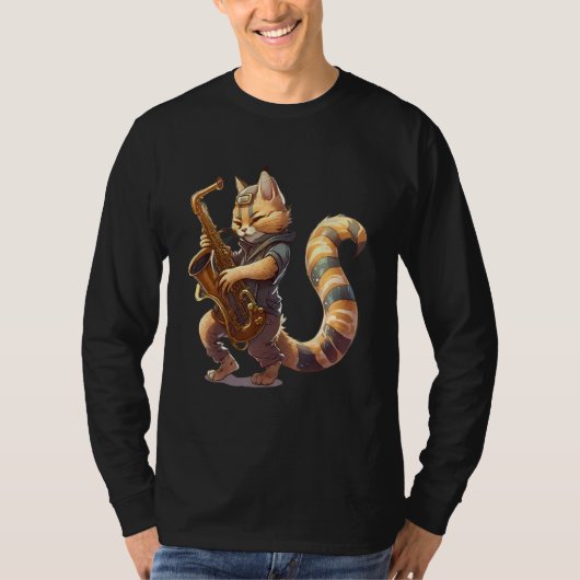 Cat with saxophone 1 tシャツ (正面)