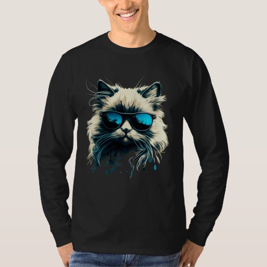 Cat with Sunglasses for Ragdoll Cat Tシャツ (正面)