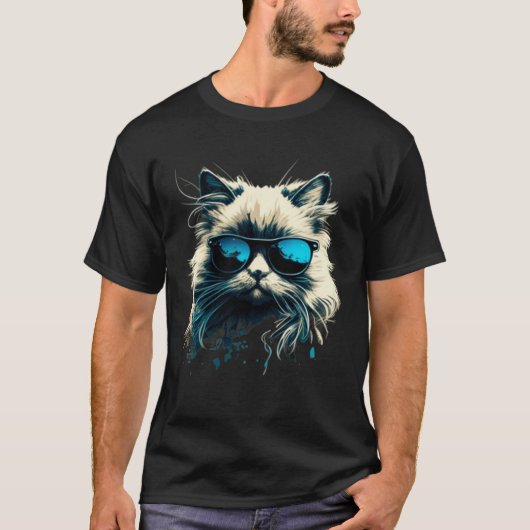 Cat with Sunglasses for Ragdoll Cat Tシャツ (正面)