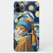 Cat with the pearl earring  iPhoneケース (裏面)