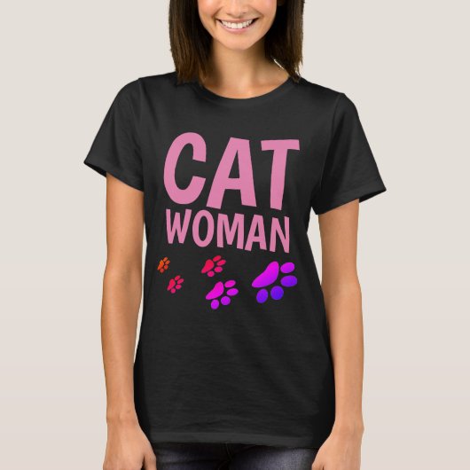 CAT WOMANレディおもしろいースTシャツ&タンクトップ Tシャツ (正面)