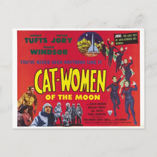 Cat Women of the Moon、サイエンスフィクション映画、ヴィンテージ ポストカード (正面)