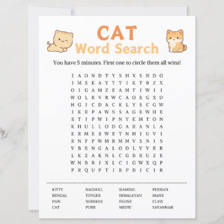 Cat Word Search Game