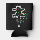 Cat Wrapped in Christmas Lights Christmas Funny 缶クーラー (正面)