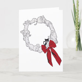 Cat Wreath Christmas Card カード