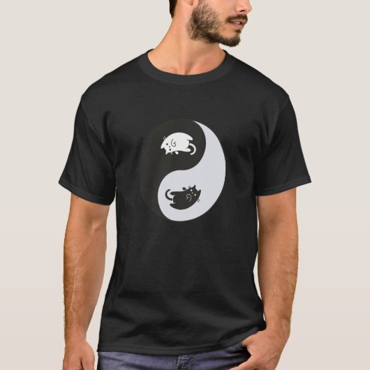 Cat Yin Yang Vibes Feline Yoga Chi Gong Ying Tシャツ (正面)