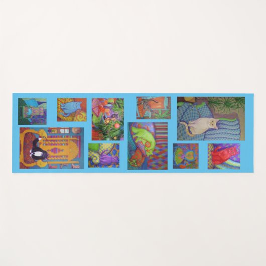 Cat Yoga Mat---blue ヨガマット (正面(横))