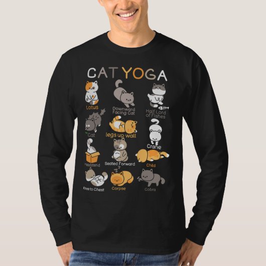 Cat Yoga Poses Zen Meditation Namaste Kitten Cat Tシャツ (正面)