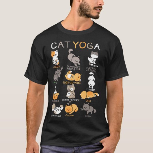 Cat Yoga Poses Zen Meditation Namaste Kitten Cat Tシャツ (正面)