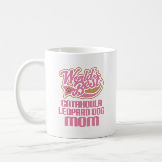 Catahoulaのヒョウ犬のお母さん犬の品種ギフト コーヒーマグカップ (左)