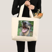 Catahoulaのヒョウ犬の顔 ラージトートバッグ (正面(商品))