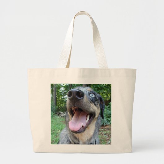 Catahoulaのヒョウ犬の顔 ラージトートバッグ (正面)