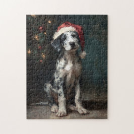 Catahoula Leopard Dog Puppy Christmas Painting ジグソーパズル